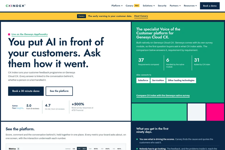 Aperçu de la landing page