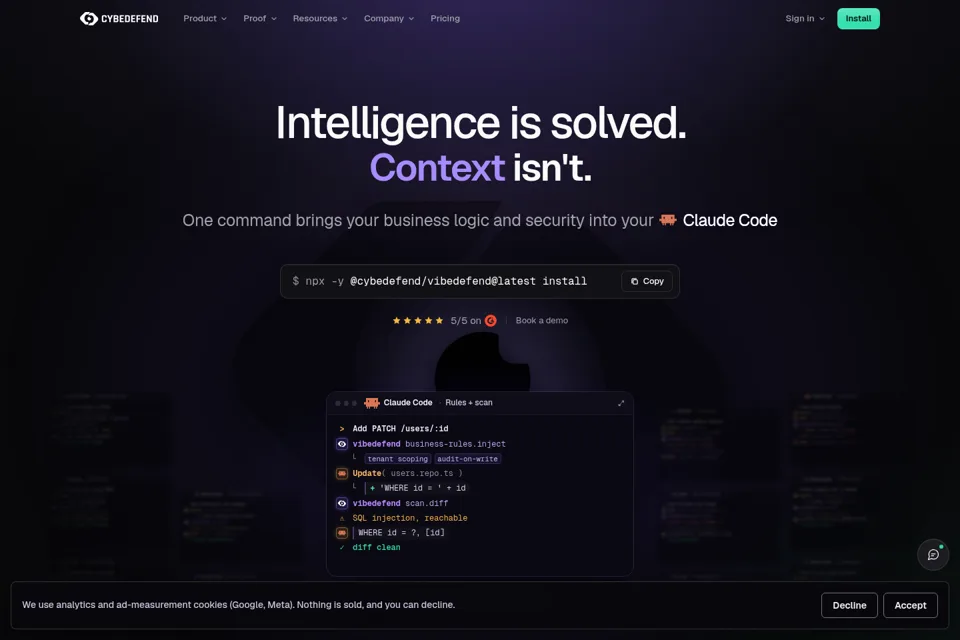 Aperçu de la landing page