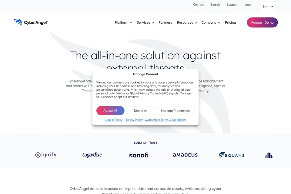 Aperçu de la landing page