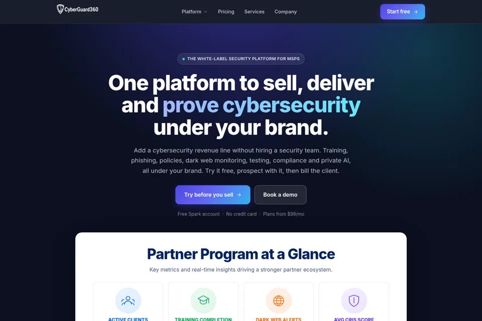 Aperçu de la landing page