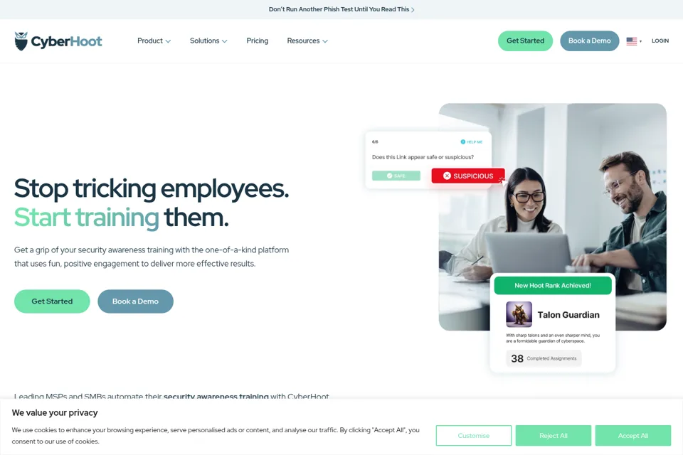 Aperçu de la landing page