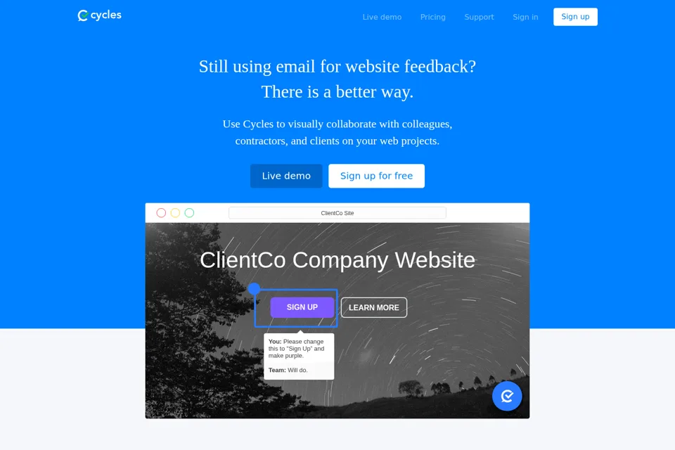 Landing page preview