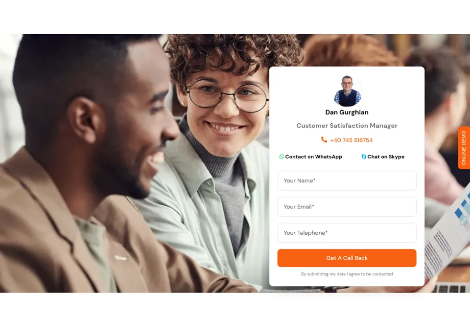 Aperçu de la landing page