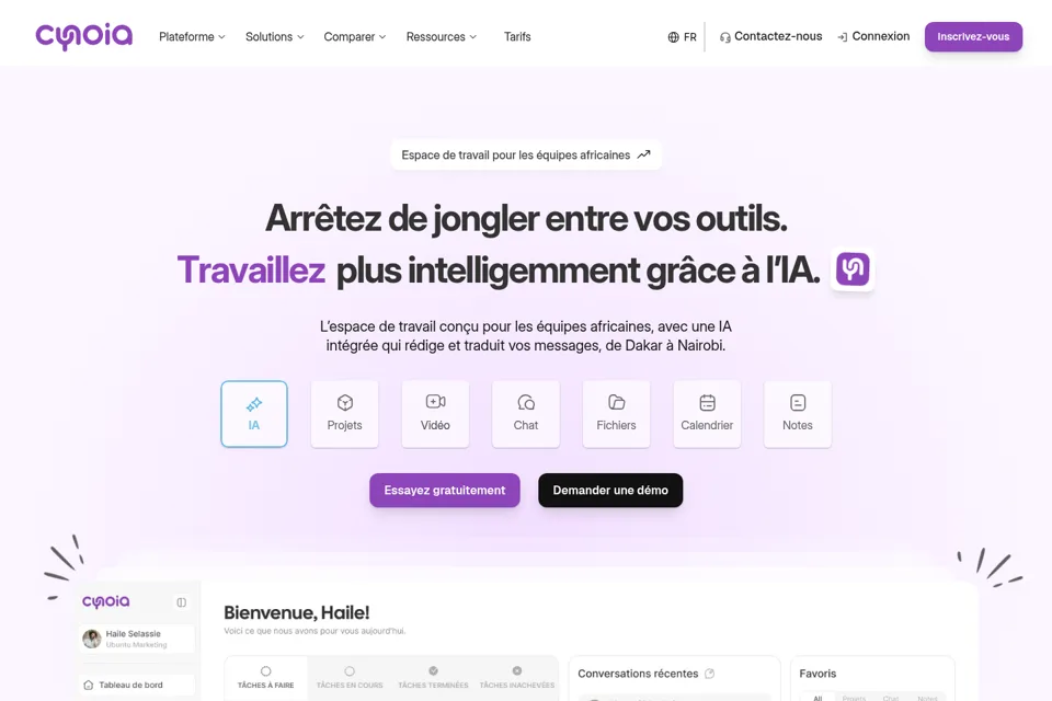 Aperçu de la landing page