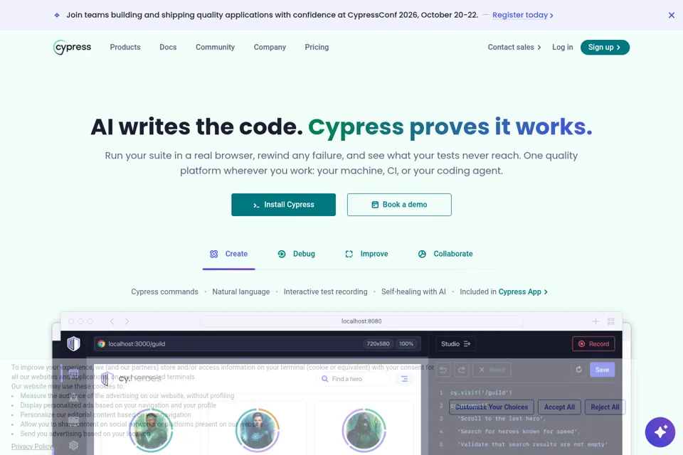 Landing page preview
