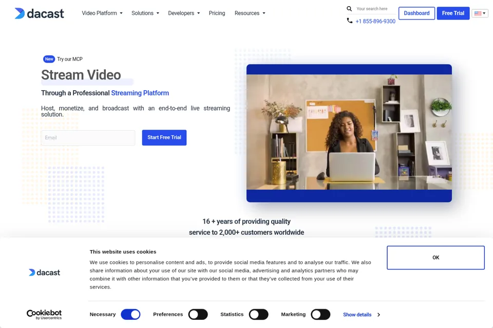 Aperçu de la landing page
