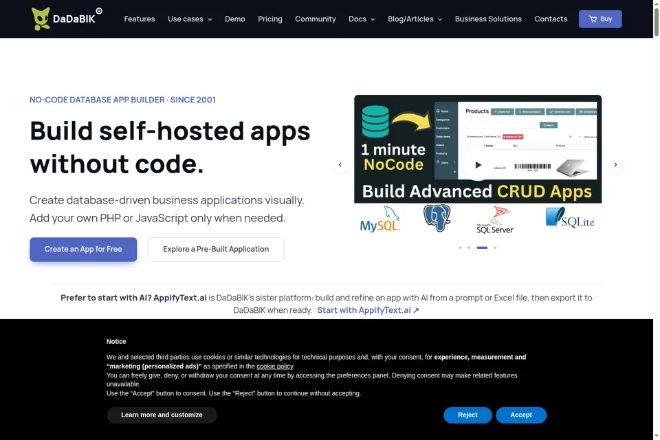 Aperçu de la landing page