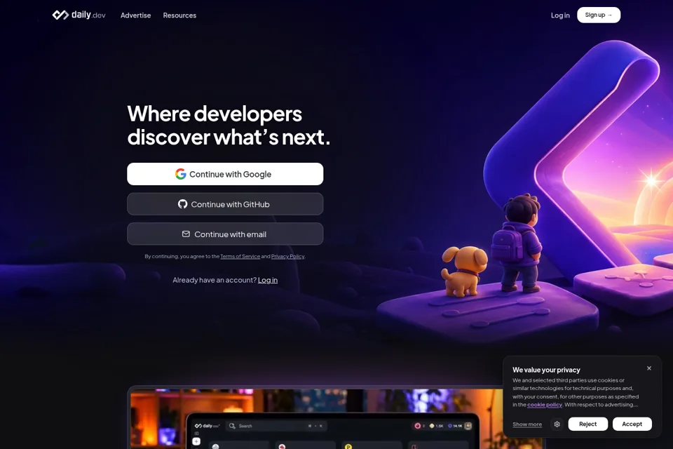 Aperçu de la landing page
