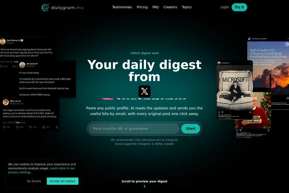 Aperçu de la landing page