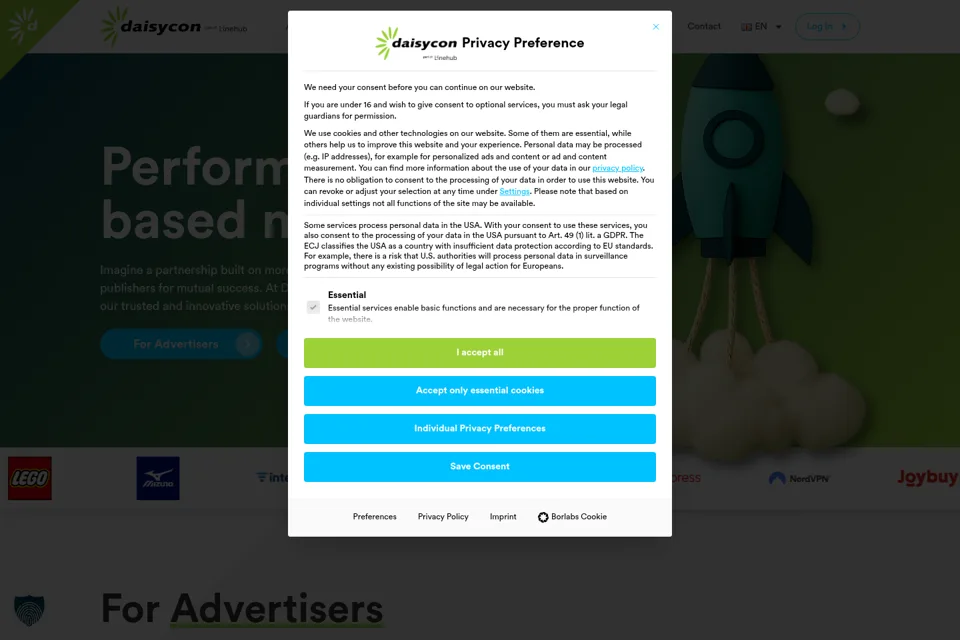 Aperçu de la landing page