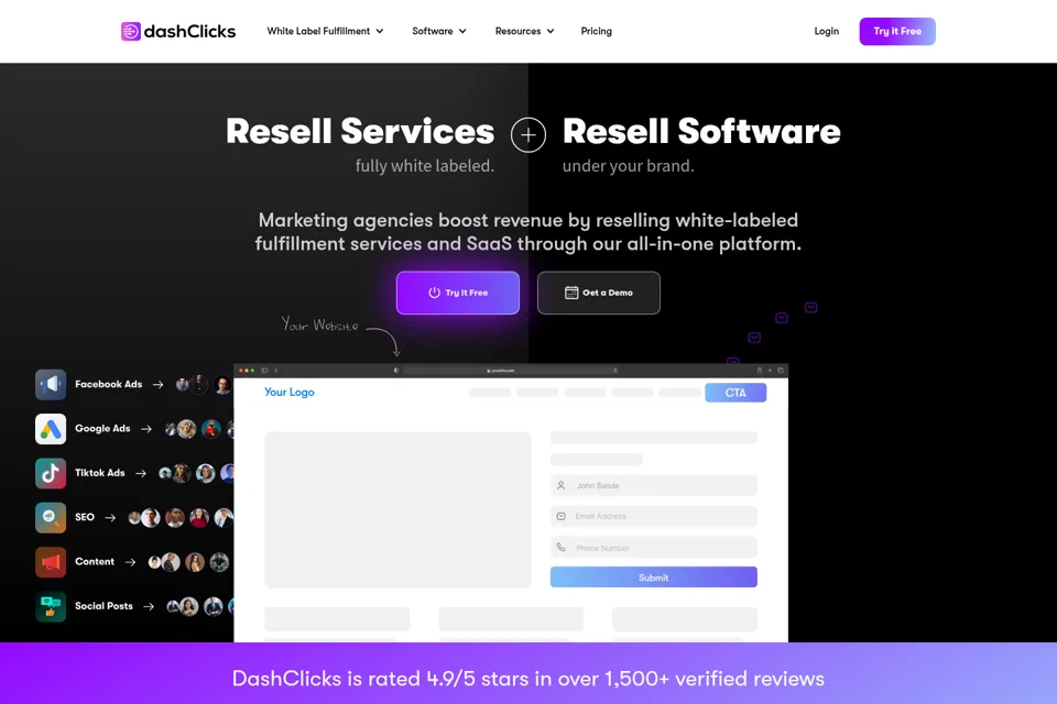 Aperçu de la landing page