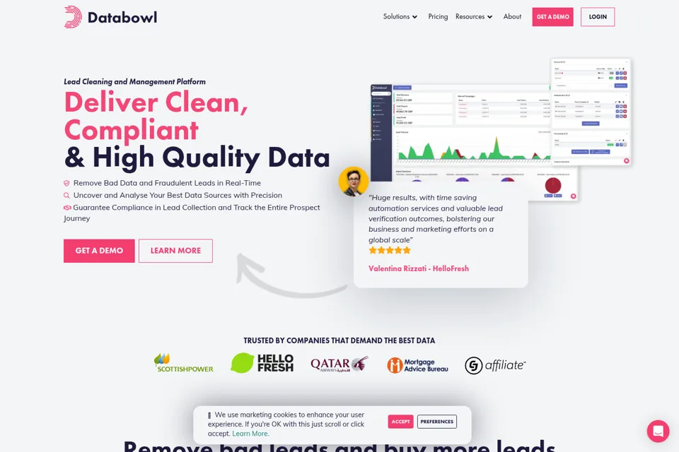 Aperçu de la landing page