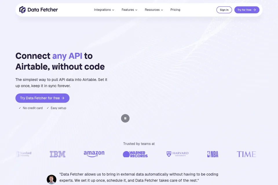 Aperçu de la landing page