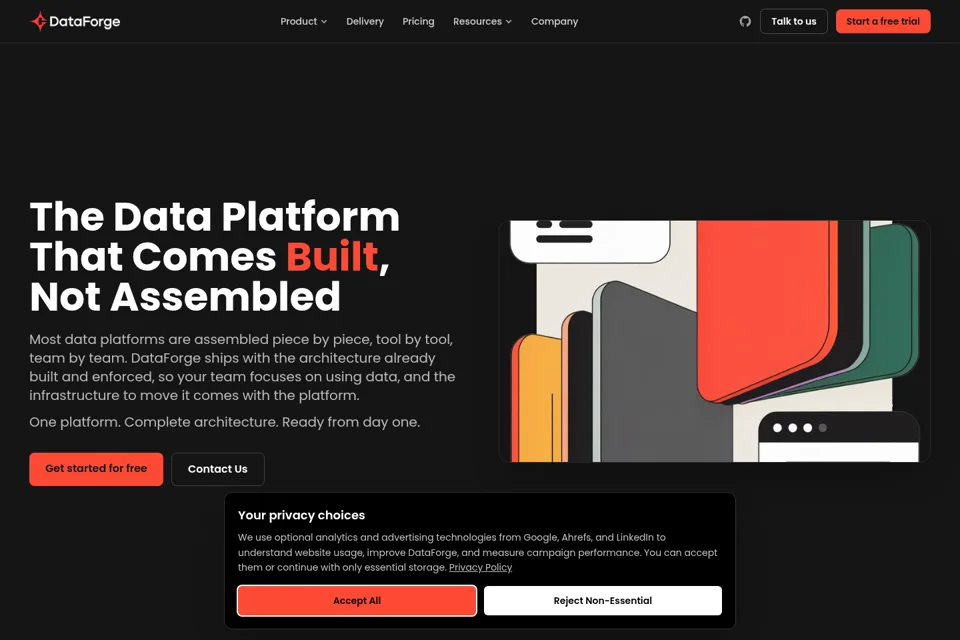Aperçu de la landing page