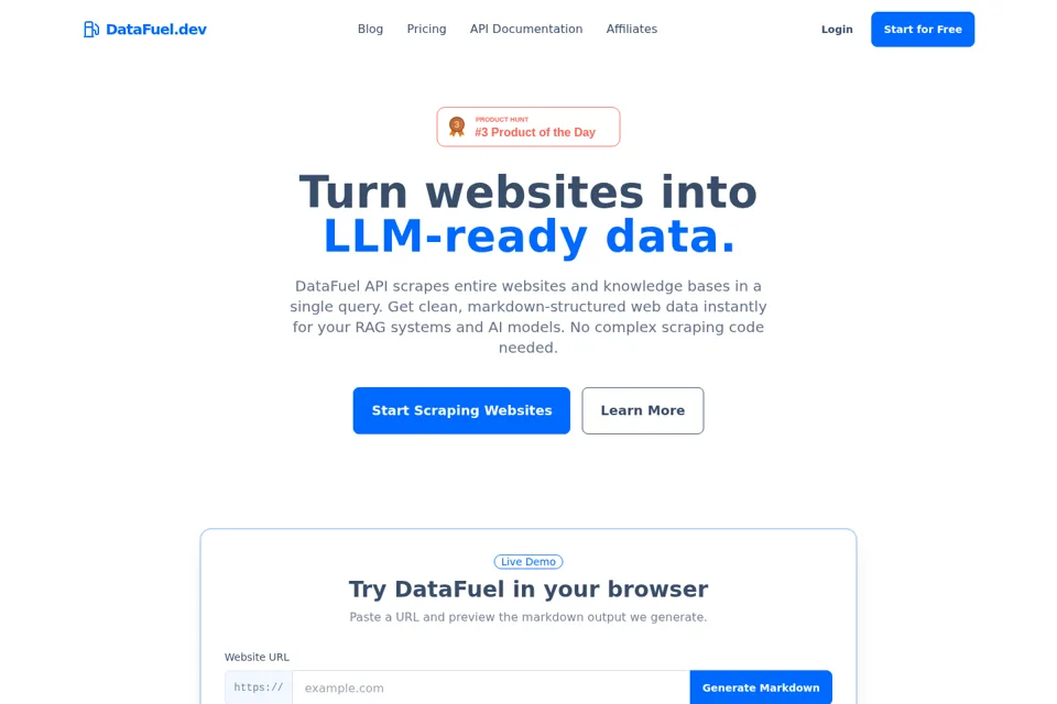 Aperçu de la landing page