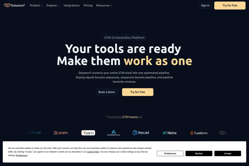 Aperçu de la landing page