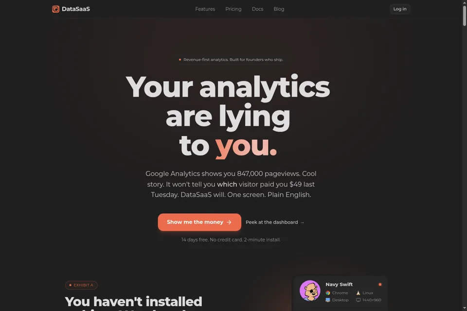 Aperçu de la landing page