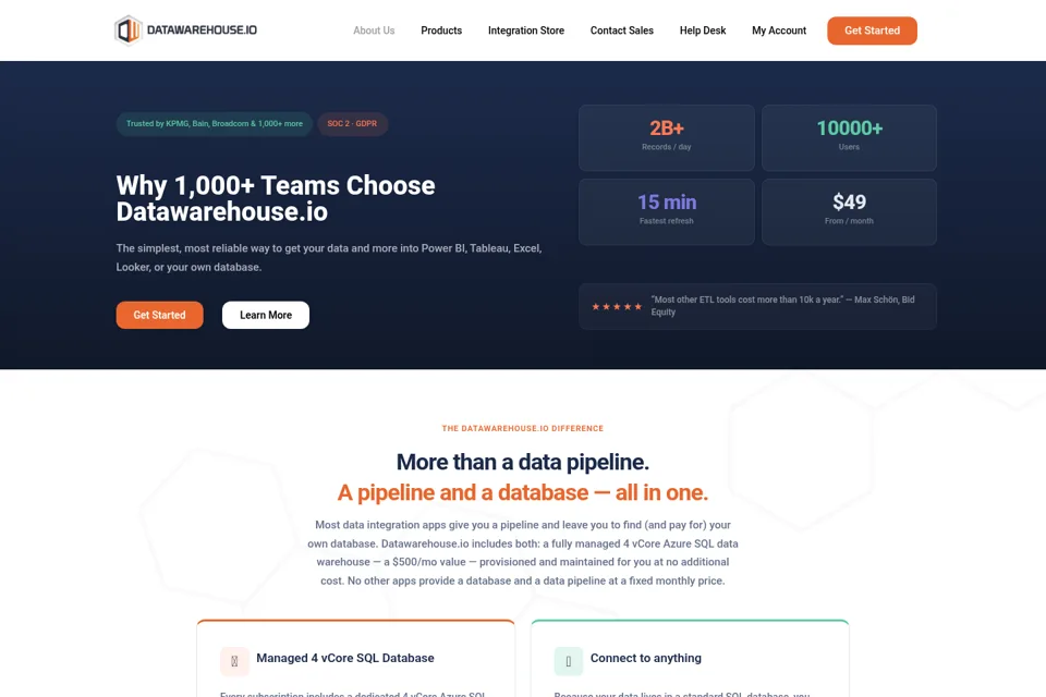 Aperçu de la landing page