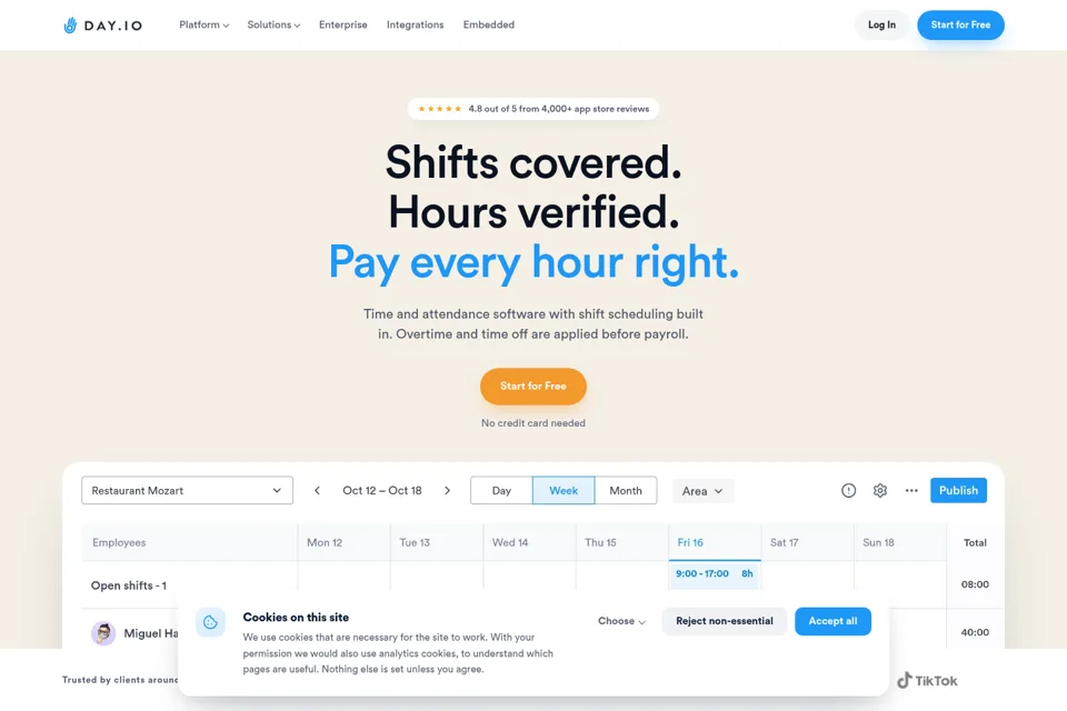 Aperçu de la landing page