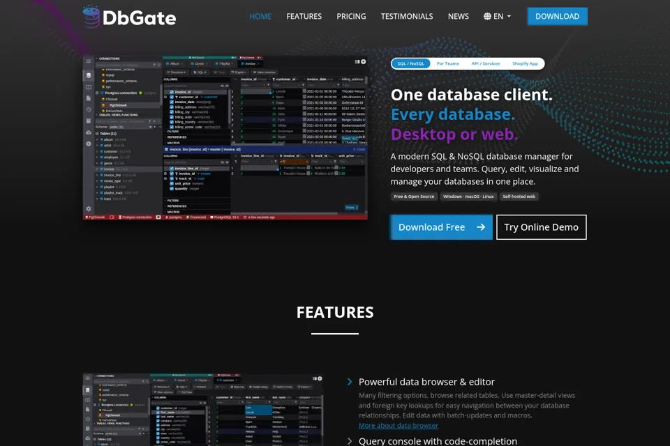 Aperçu de la landing page