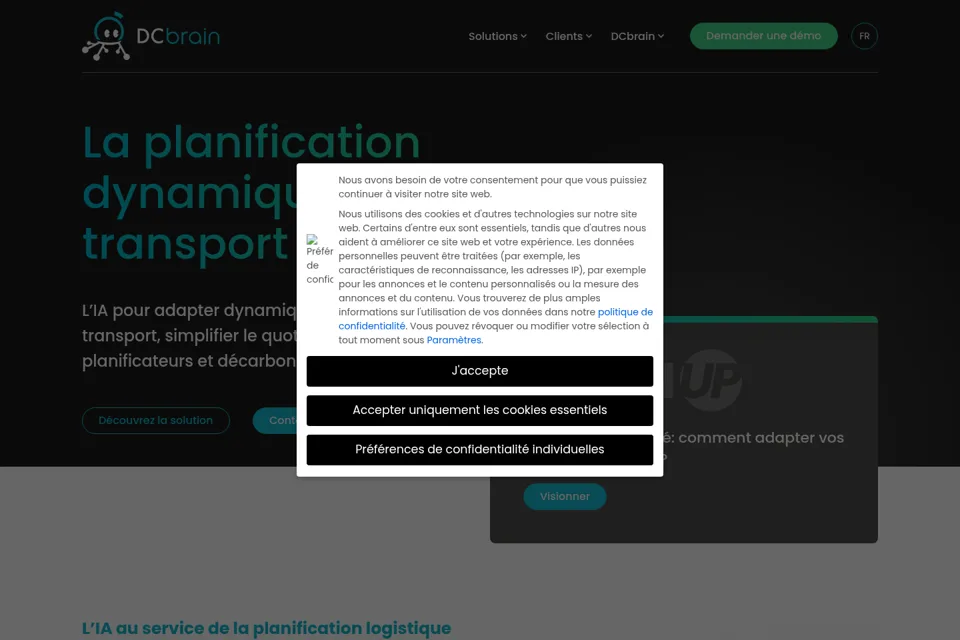 Aperçu de la landing page