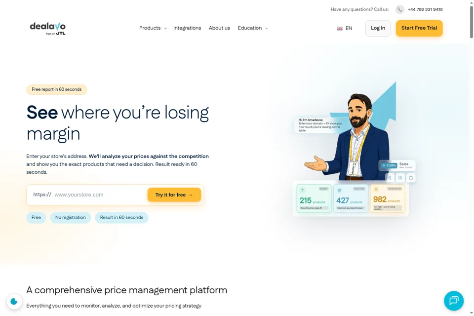 Aperçu de la landing page
