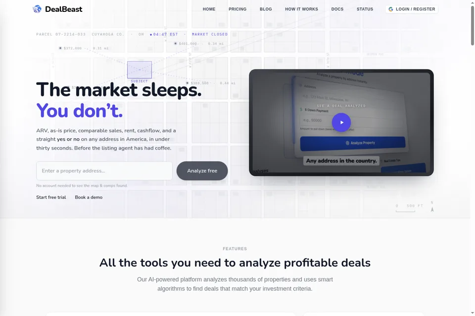 Aperçu de la landing page