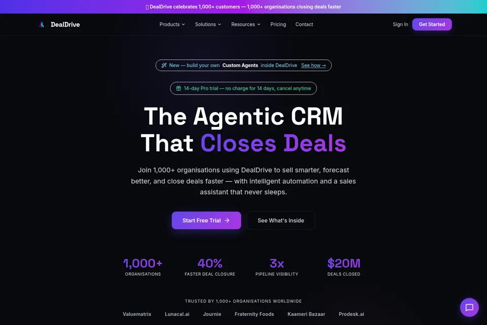 Aperçu de la landing page