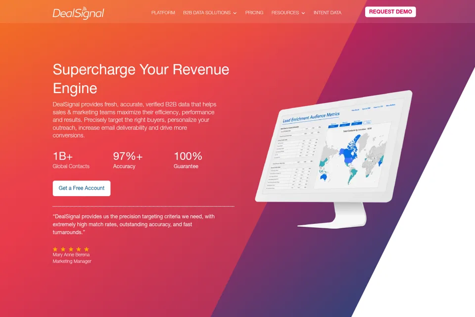 Aperçu de la landing page
