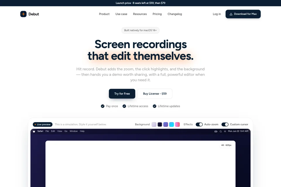 Aperçu de la landing page