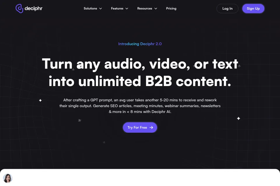 Aperçu de la landing page