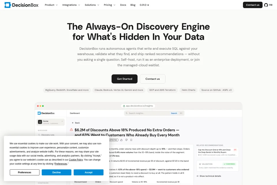Aperçu de la landing page