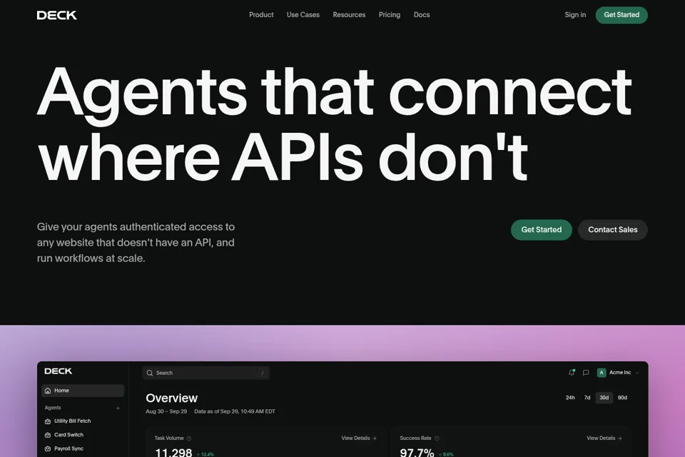 Aperçu de la landing page