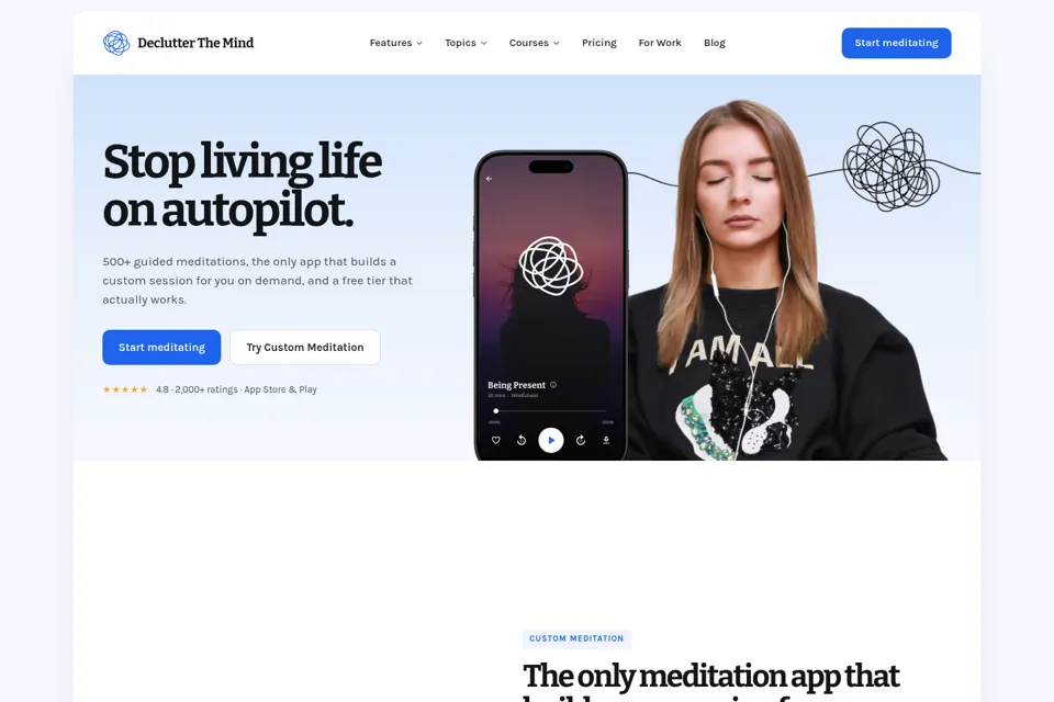 Aperçu de la landing page