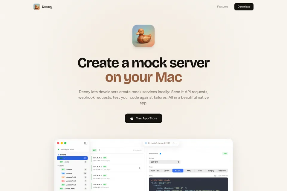 Aperçu de la landing page