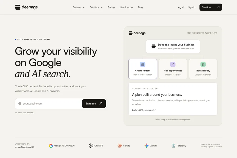 Aperçu de la landing page