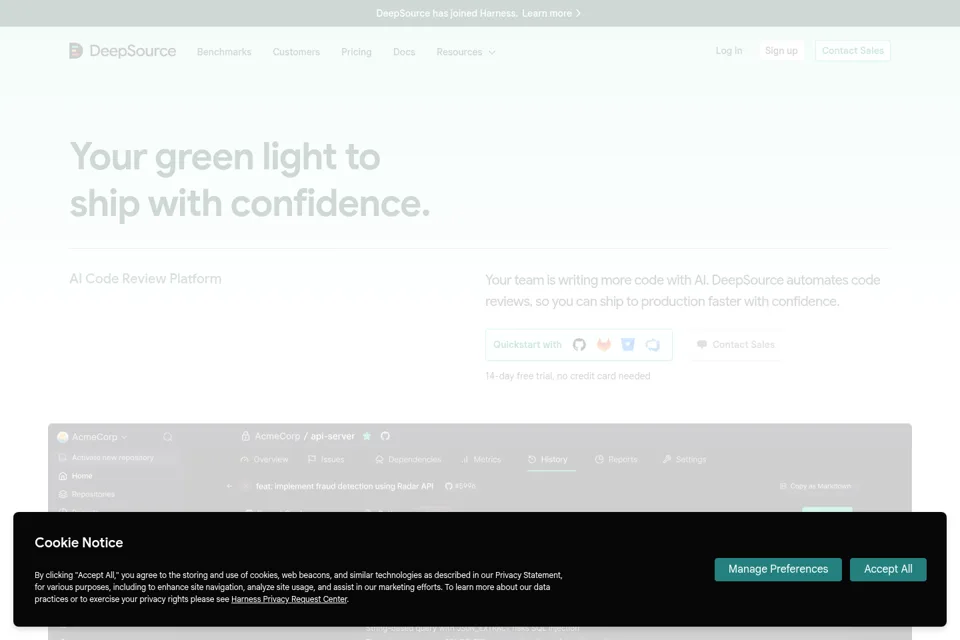 Aperçu de la landing page