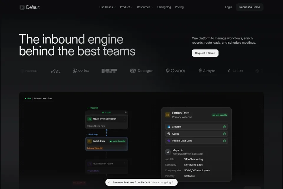 Aperçu de la landing page
