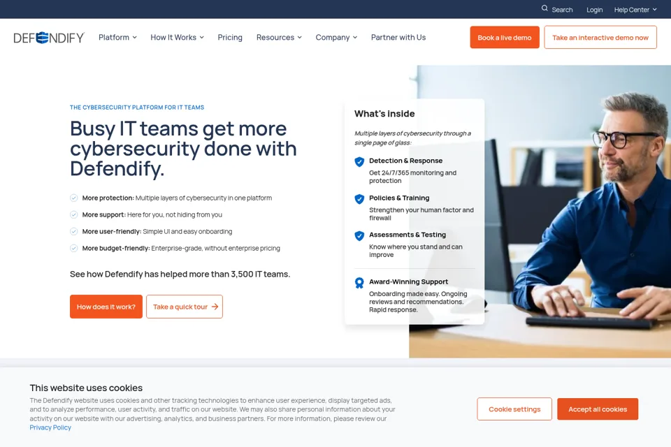 Aperçu de la landing page
