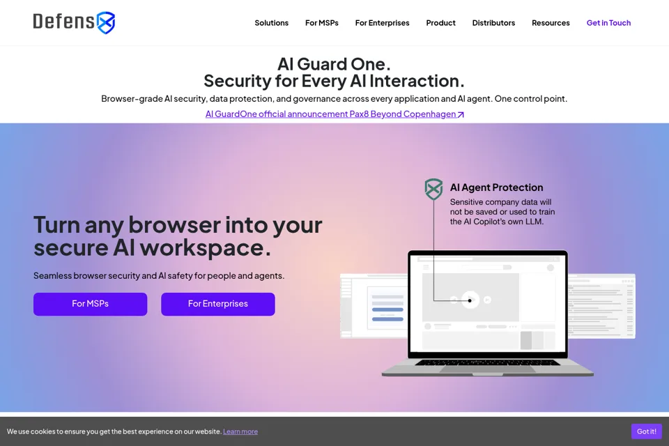 Aperçu de la landing page