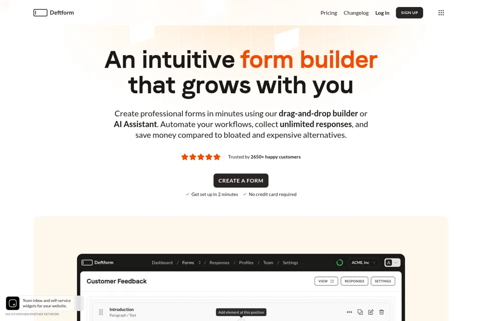 Landing page preview