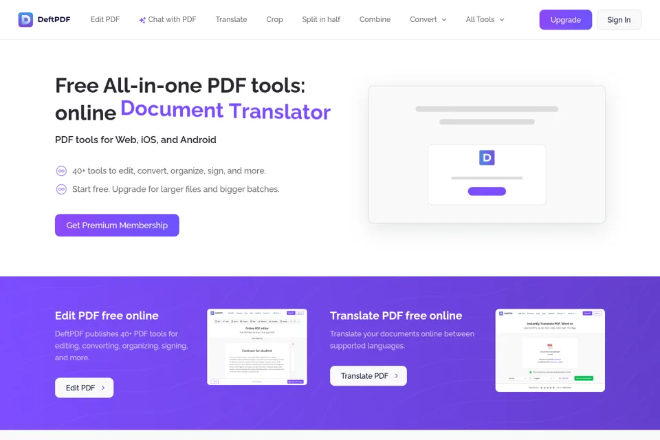 Aperçu de la landing page