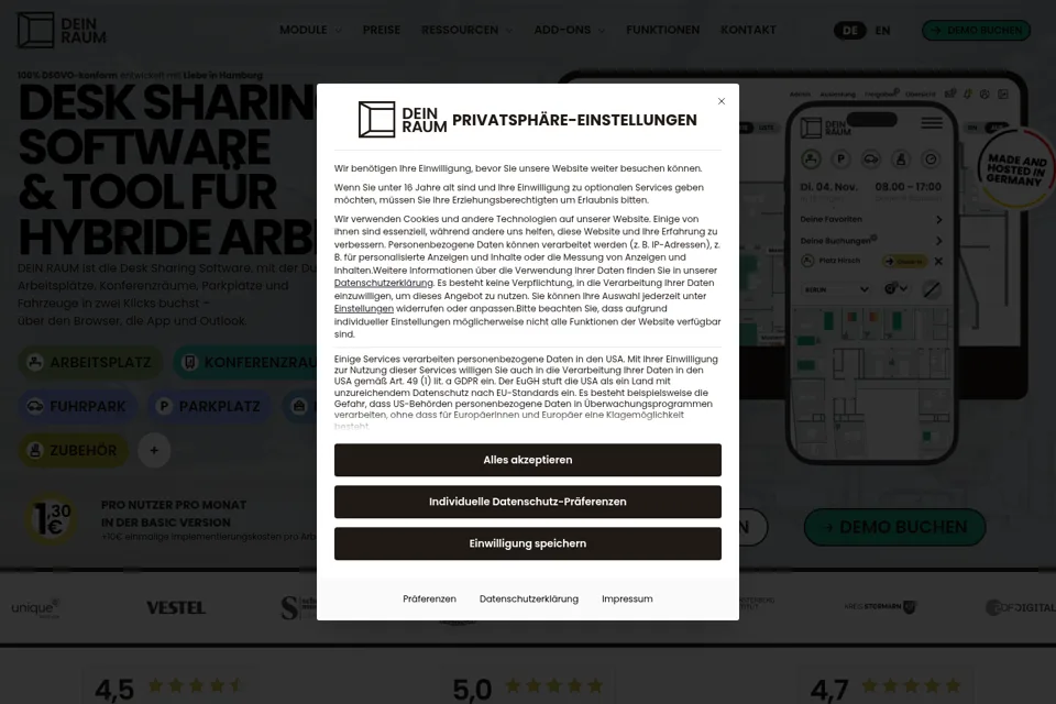 Aperçu de la landing page