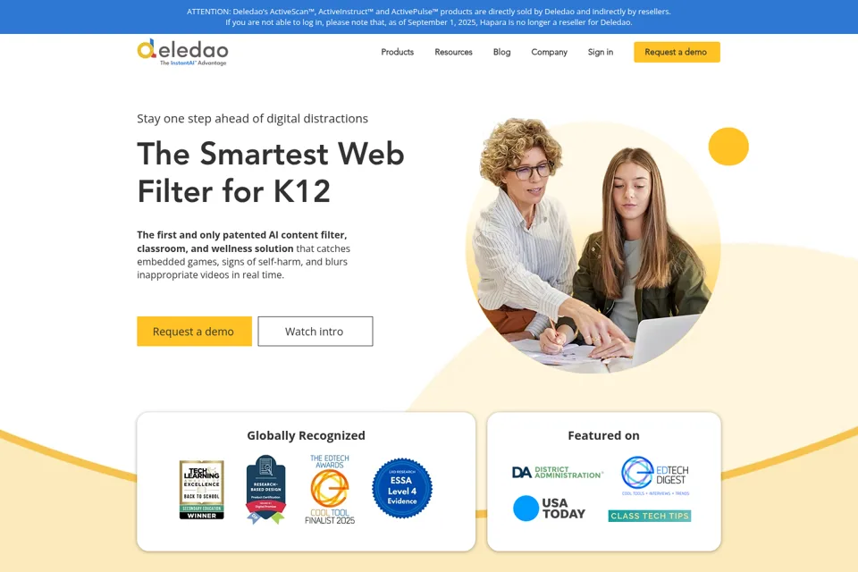 Aperçu de la landing page