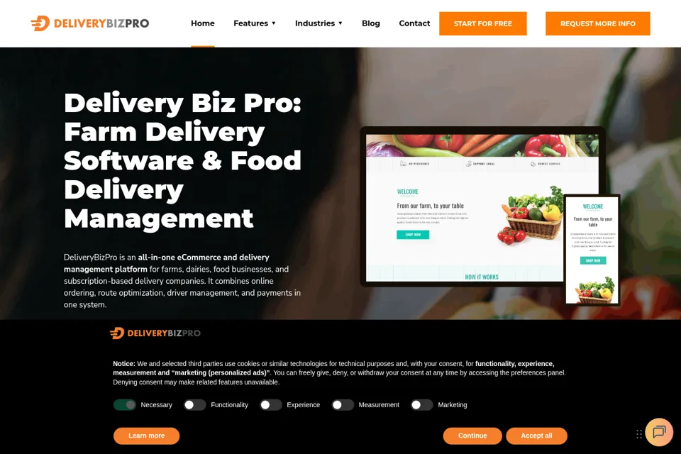 Aperçu de la landing page