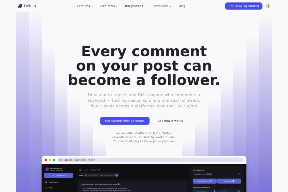 Aperçu de la landing page