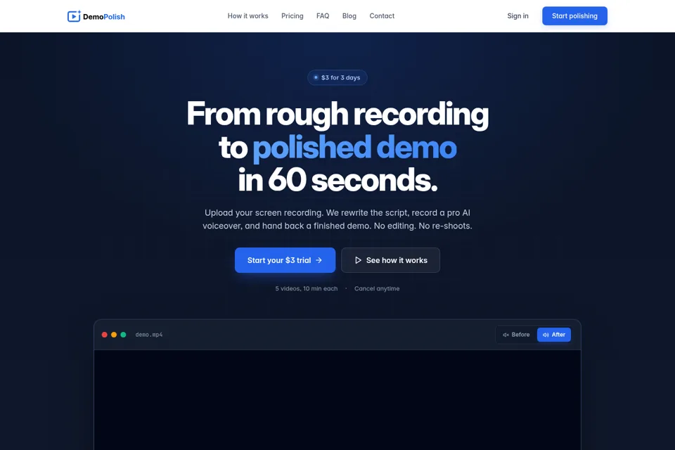 Aperçu de la landing page