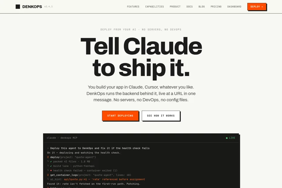 Aperçu de la landing page