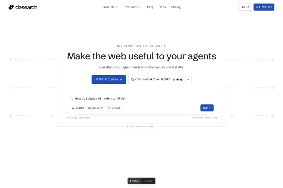 Aperçu de la landing page