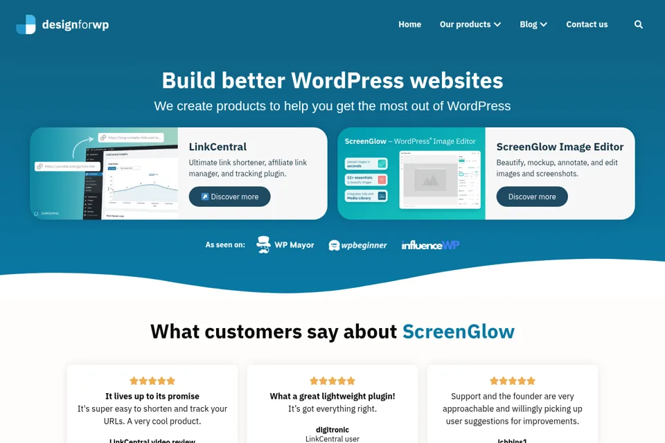 Aperçu de la landing page